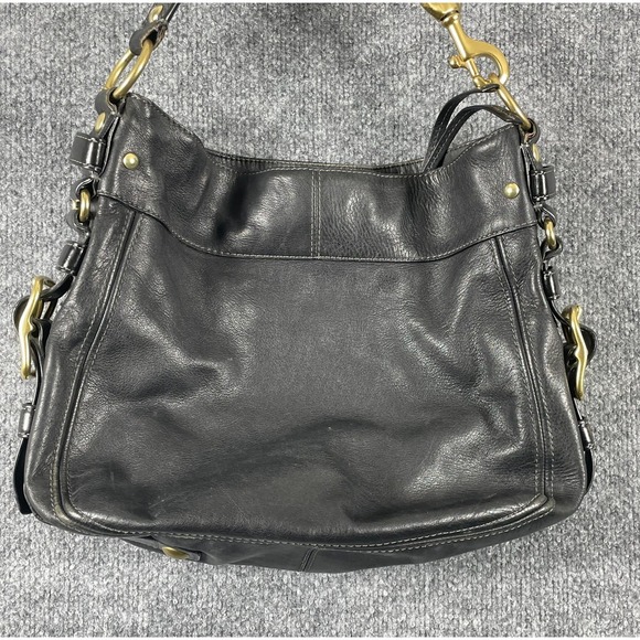 Coach Handbags - VTG Coach Purse Hobo Black Zoe Leather Cross Body Bag Brass Heavy Charm Tag Y2K
